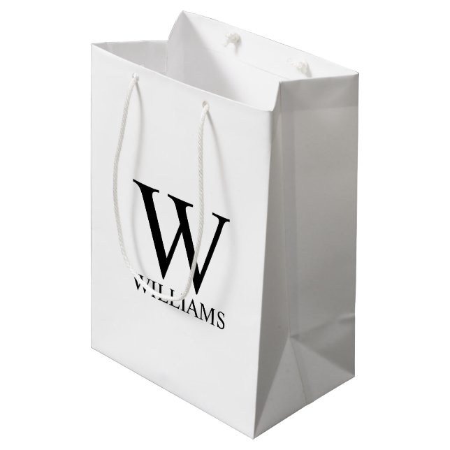 Personalisiertes Monogramm und Name Medium Geschen Mittlere Geschenktüte (Vorderseite Schrägansicht)