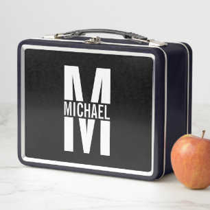 Personalisiertes Monogramm und Name Metal Lunch Bo Metall Brotdose