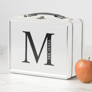 Personalisiertes Monogramm und Name Metal Lunch Bo Metall Brotdose