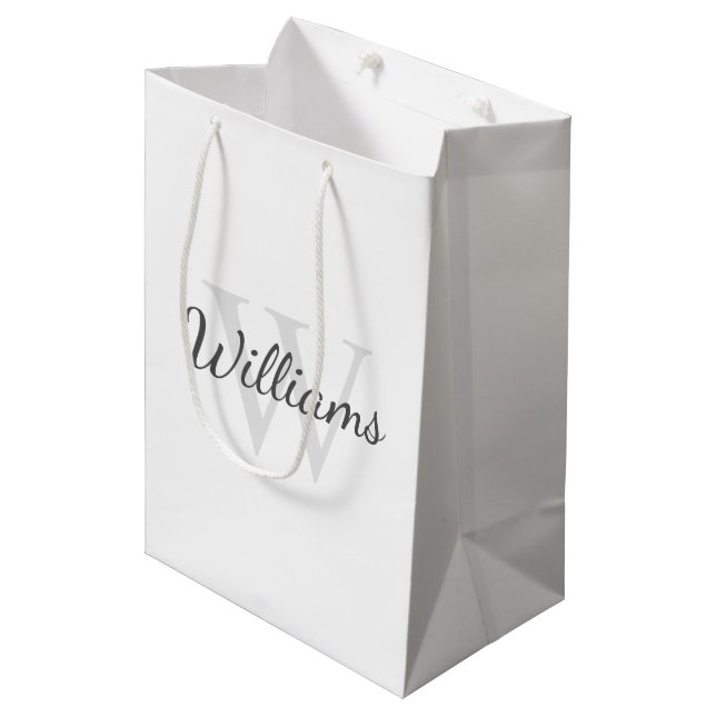 Personalisiertes Monogramm und Name Mittlere Geschenktüte (Vorderseite Schrägansicht)