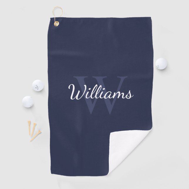 Personalisiertes Monogramm und Name Navy Blue Golfhandtuch (Insitu)
