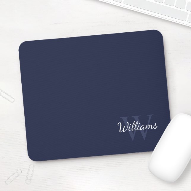 Personalisiertes Monogramm und Name Navy Blue Mousepad (Von Creator hochgeladen)