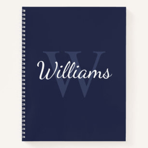 Personalisiertes Monogramm und Name Navy Blue Notizbuch