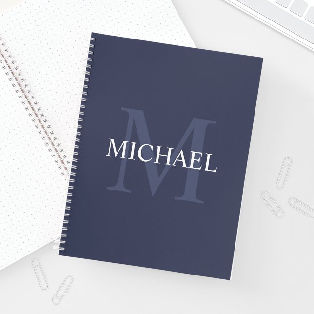 Personalisiertes Monogramm und Name Navy Blue Notizbuch (Von Creator hochgeladen)