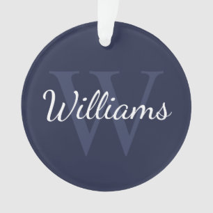 Personalisiertes Monogramm und Name Navy Blue Ornament