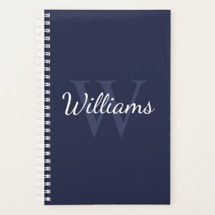 Personalisiertes Monogramm und Name Navy Blue Planer