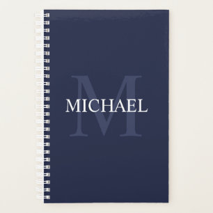 Personalisiertes Monogramm und Name Navy Blue Planer