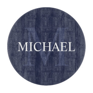 Personalisiertes Monogramm und Name Navy Blue Schneidebrett