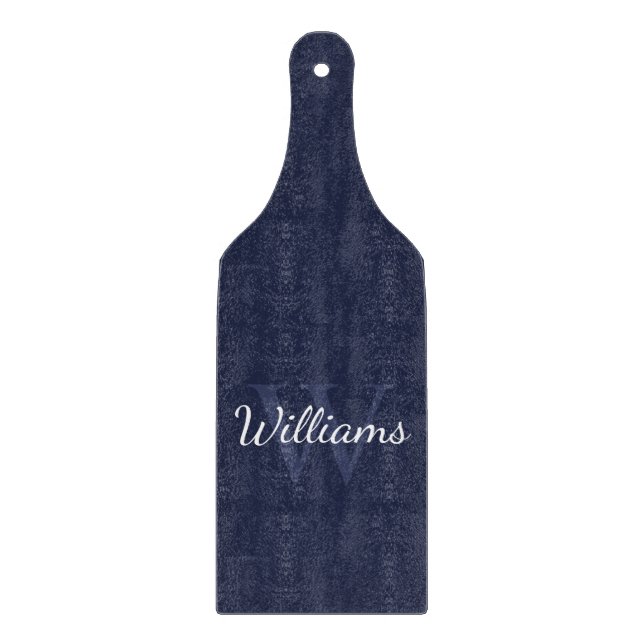 Personalisiertes Monogramm und Name Navy Blue Schneidebrett (Vorderseite)