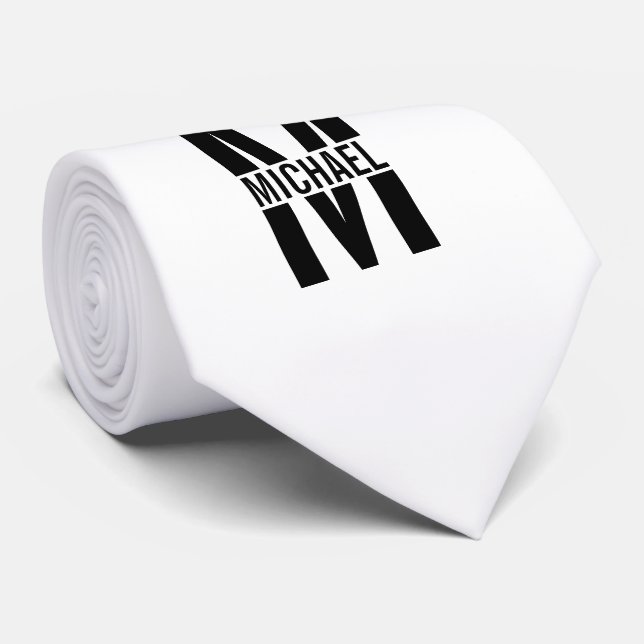 Personalisiertes Monogramm und Name Neck Tie Krawatte (Gerollt)