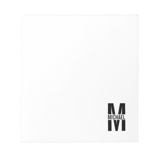 Personalisiertes Monogramm und Name Notepad Notizblock (Vorderseite)