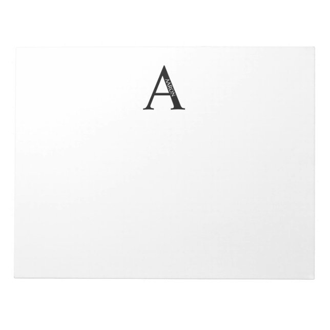 Personalisiertes Monogramm und Name Notepad Notizblock (Vorderseite)