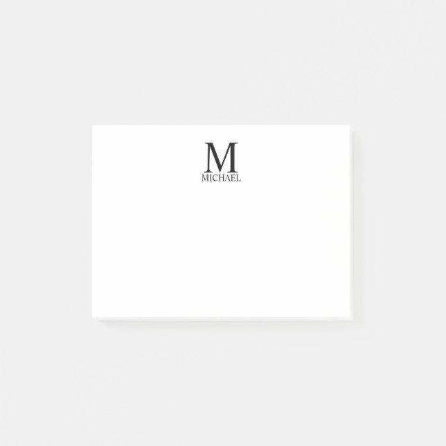 Personalisiertes Monogramm und Name Notepad Post-it Klebezettel (Vorderseite)