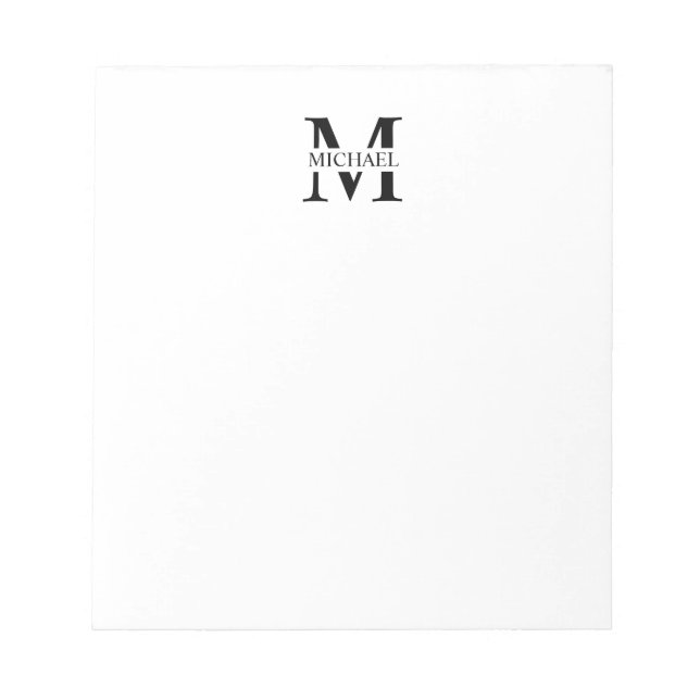 Personalisiertes Monogramm und Name Notizblock (Vorderseite)