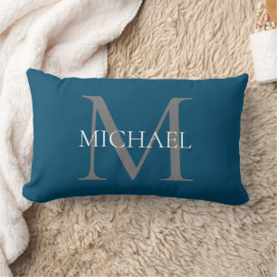 Personalisiertes Monogramm und Name Ocean Blue Lendenkissen