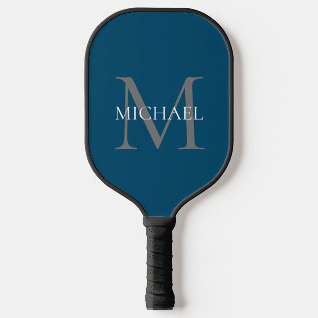 Personalisiertes Monogramm und Name Ocean Blue Pickleball Schläger (Vorderseite)