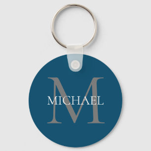 Personalisiertes Monogramm und Name Ocean Blue Schlüsselanhänger