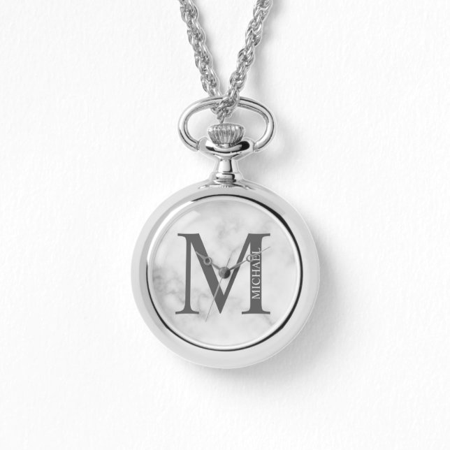 Personalisiertes Monogramm und Name Pocket Watch Armbanduhr (Vorderseite)