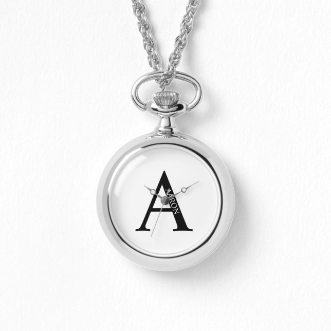 Personalisiertes Monogramm und Name Pocket Watch Armbanduhr (Vorderseite)