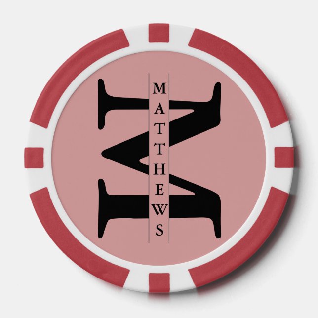 Personalisiertes Monogramm und Name Poker Pokerchips (Vorderseite)