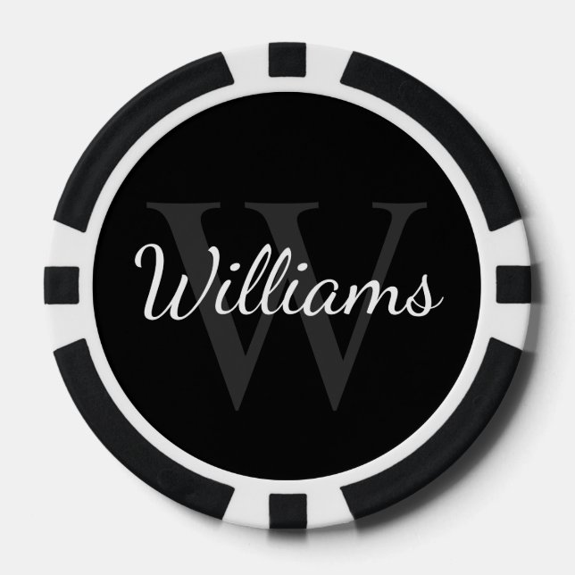 Personalisiertes Monogramm und Name Pokerchips (Vorderseite)