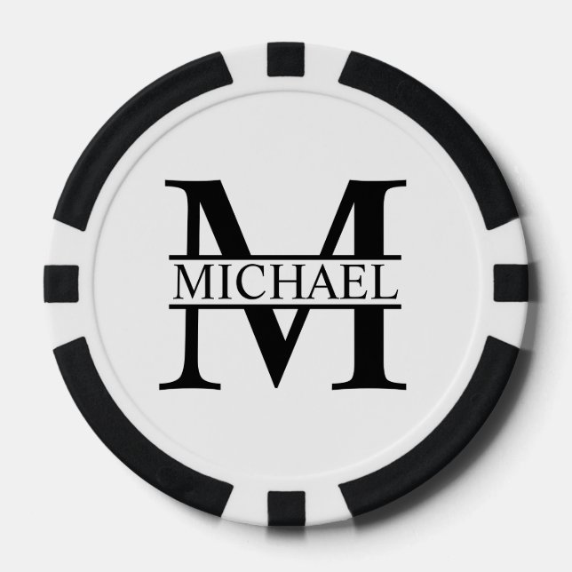 Personalisiertes Monogramm und Name Pokerchips (Vorderseite)