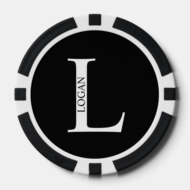 Personalisiertes Monogramm und Name Pokerchips (Vorderseite)