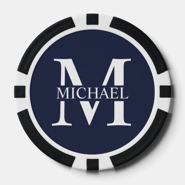 Personalisiertes Monogramm und Name Pokerchips (Vorderseite)