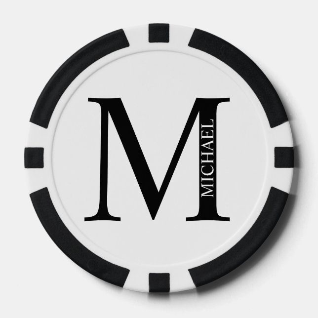 Personalisiertes Monogramm und Name Pokerchips (Vorderseite)
