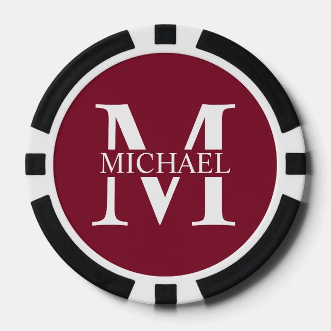 Personalisiertes Monogramm und Name Pokerchips (Vorderseite)