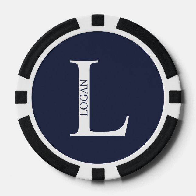 Personalisiertes Monogramm und Name Pokerchips (Vorderseite)