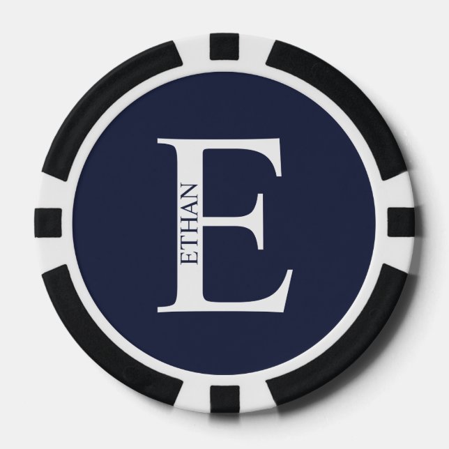 Personalisiertes Monogramm und Name Pokerchips (Vorderseite)