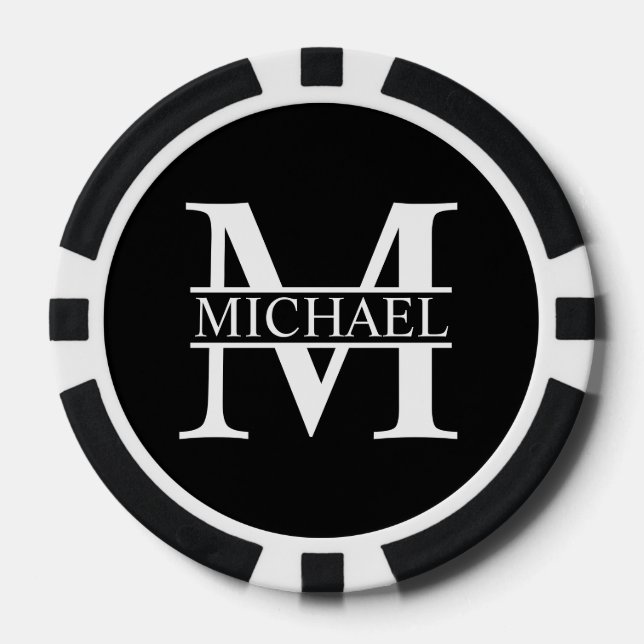Personalisiertes Monogramm und Name Pokerchips (Vorderseite)