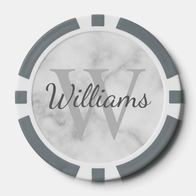Personalisiertes Monogramm und Name Pokerchips (Vorderseite)