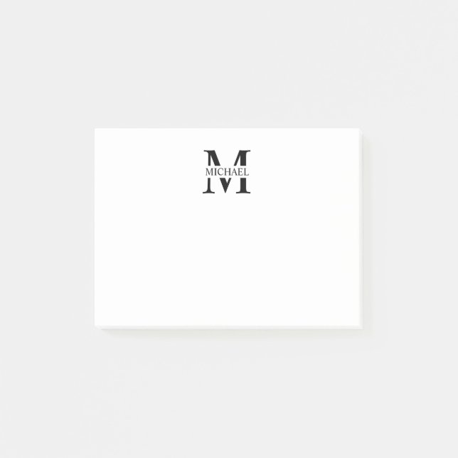 Personalisiertes Monogramm und Name Post-it Klebezettel (Vorderseite)