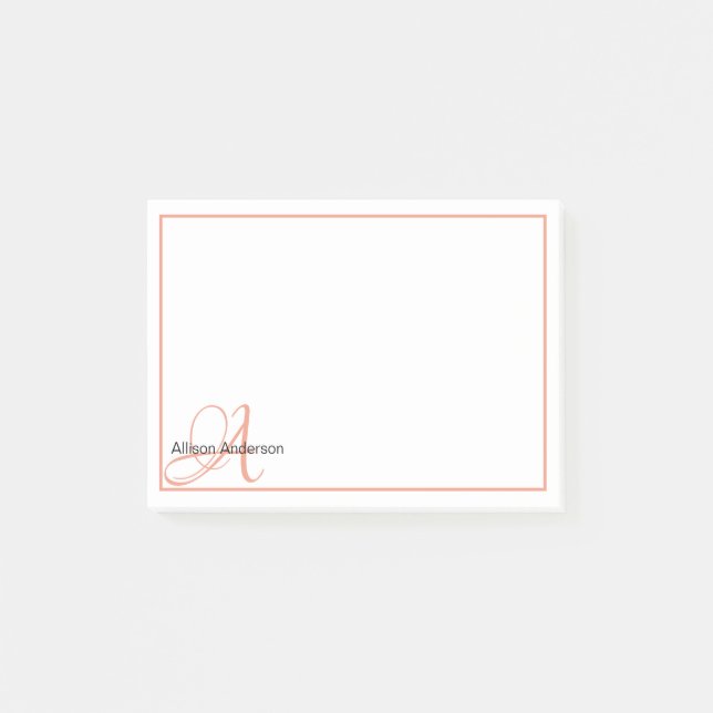Personalisiertes Monogramm und Name Post-it Klebezettel (Vorderseite)