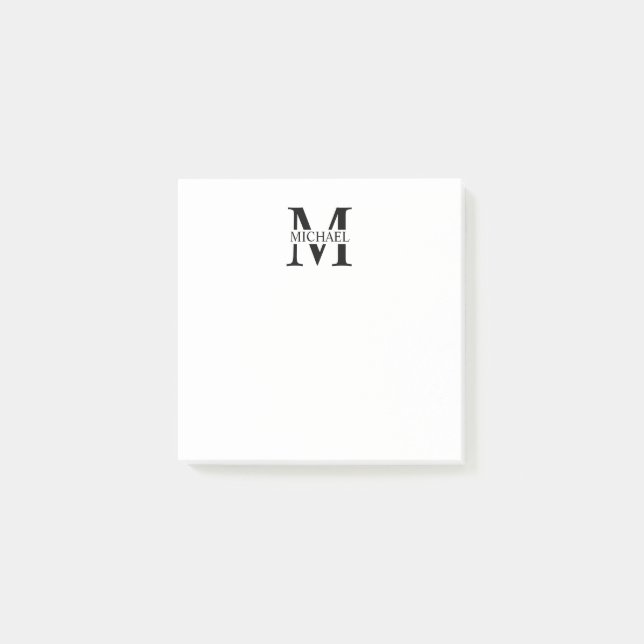 Personalisiertes Monogramm und Name Post-it Klebezettel (Vorderseite)