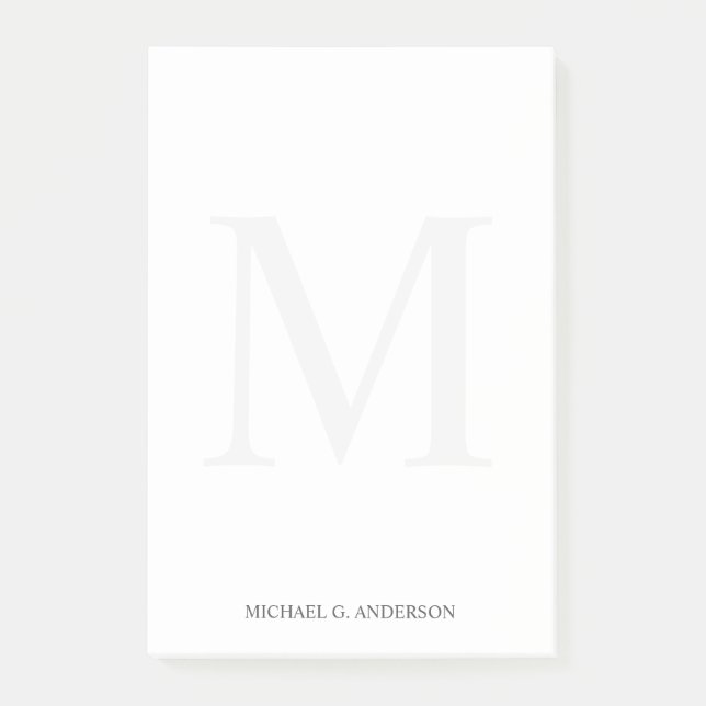 Personalisiertes Monogramm und Name Post-it Klebezettel (Vorderseite)