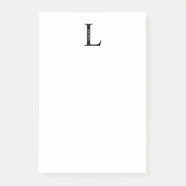 Personalisiertes Monogramm und Name Postit-Notizen Post-it Klebezettel (Vorderseite)