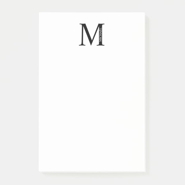 Personalisiertes Monogramm und Name Postit-Notizen Post-it Klebezettel (Vorderseite)