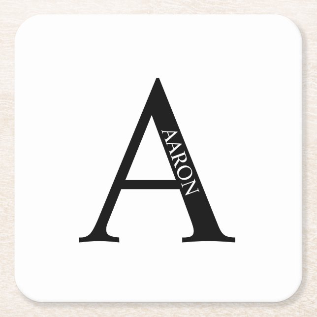 Personalisiertes Monogramm und Name Rechteckiger Pappuntersetzer (Vorderseite)