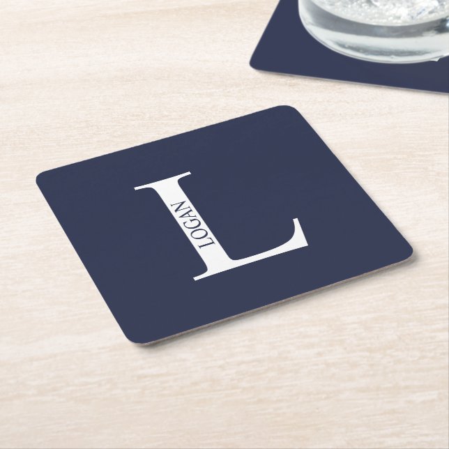 Personalisiertes Monogramm und Name Rechteckiger Pappuntersetzer (angewinkelt)