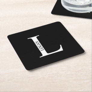 Personalisiertes Monogramm und Name Rechteckiger Pappuntersetzer