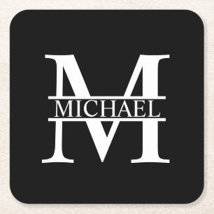 Personalisiertes Monogramm und Name Rechteckiger Pappuntersetzer