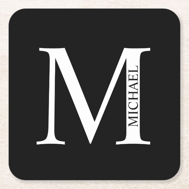 Personalisiertes Monogramm und Name Rechteckiger Pappuntersetzer (Vorderseite)