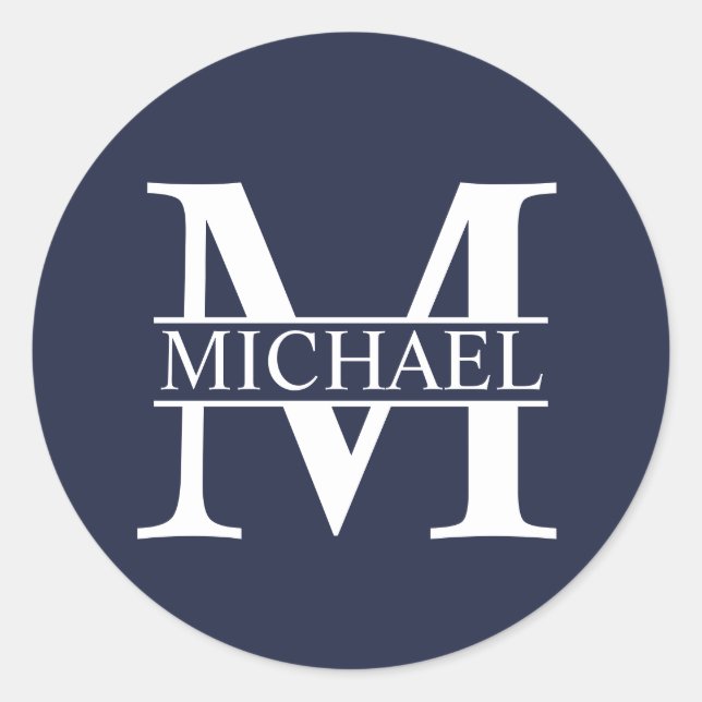 Personalisiertes Monogramm und Name Runder Aufkleber (Vorderseite)