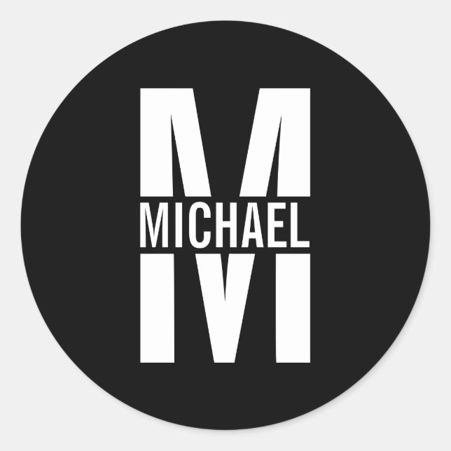 Personalisiertes Monogramm und Name Runder Aufkleber (Vorderseite)