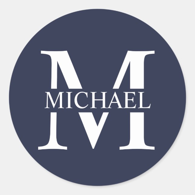 Personalisiertes Monogramm und Name Runder Aufkleber (Vorderseite)