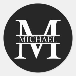 Personalisiertes Monogramm und Name Runder Aufkleber