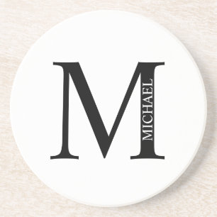 Personalisiertes Monogramm und Name Sandstone Unte Getränkeuntersetzer